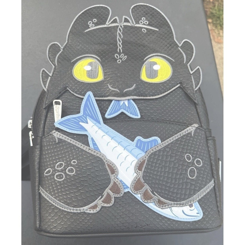 Loungefly How To train Your dragon Toothless Mini Backpack Black‎ Fish NWT Rare